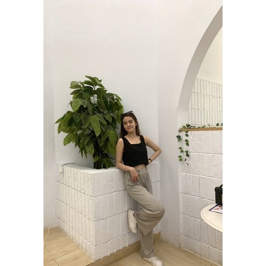 JOSHIN Celana Silkyrib Kancing Highwaist - Celana Kulot Wanita - Cullote Pants Rib Button