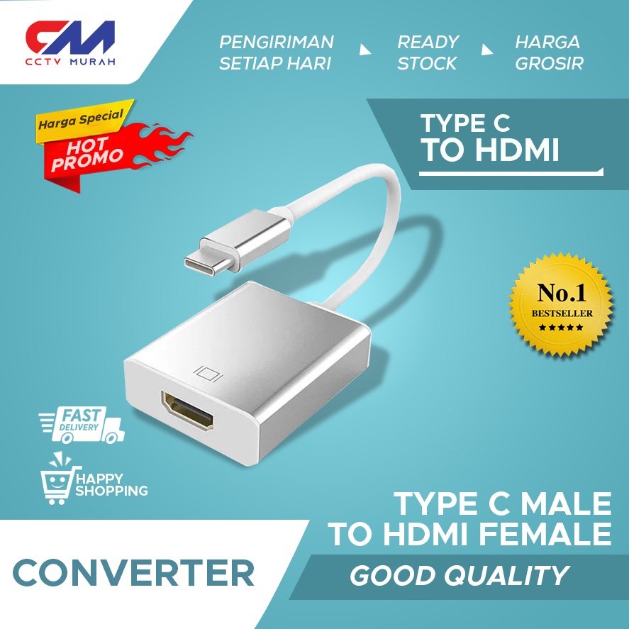 USB Type C Male to HDMI Female Adapter Cable Kabel Konverter Converter