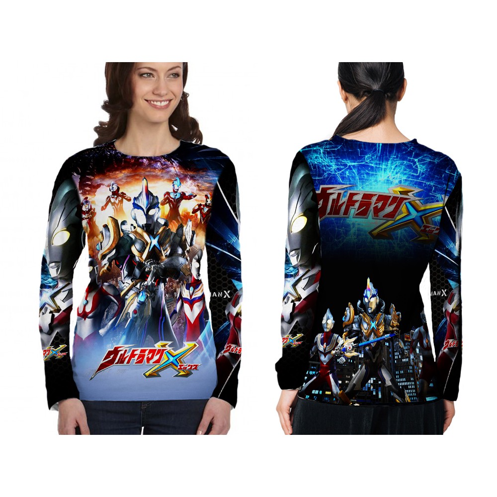 [riashop] Long Sleeve Shirt Wanita ULTRAMAN X / Kaos Panjang ULTRAMAN X / Kaos ULTRAMAN X - 301