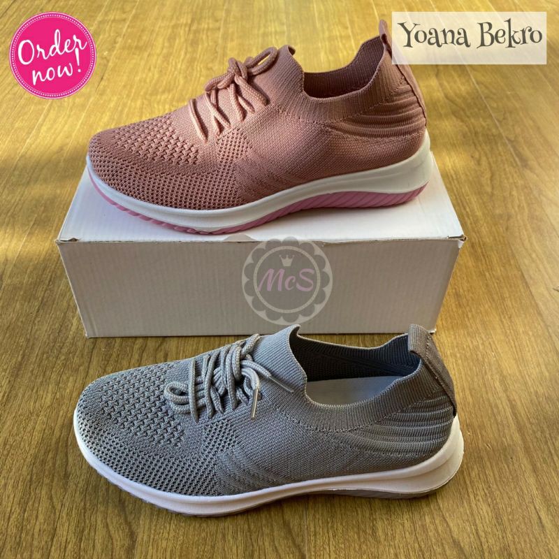 YOANA Sepatu sport rajut import merk Bekro