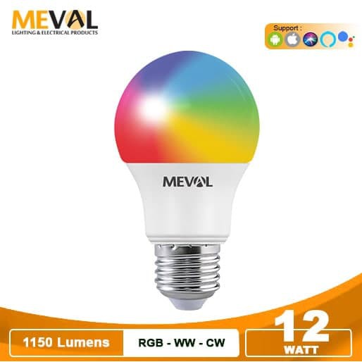 Lampu Wifi Smart Bulb LED 12W RGB+WW - MEVAL