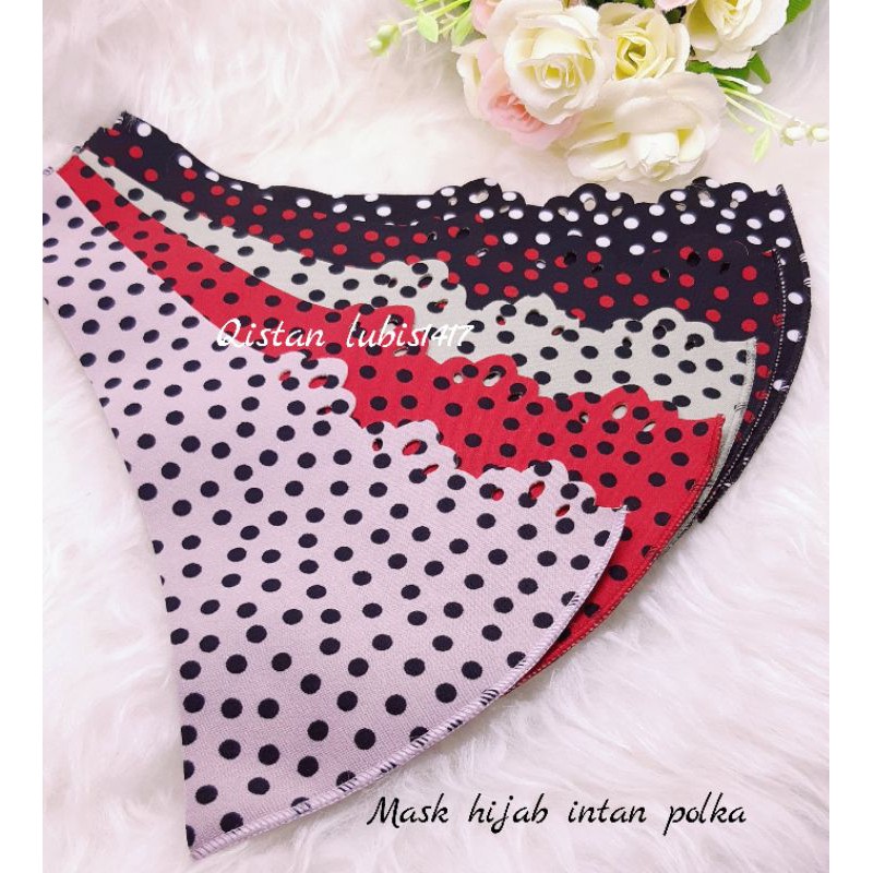 masker hijab instan motif polka beli 10 free 2