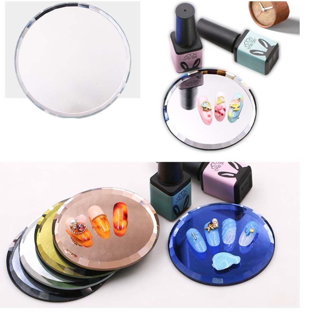 Agustina Rak Mandi Bulat Pencampuran Warna Fashion Nail Art Practice Tray Papan Pajangan Kuku Gambar Piring Poles Gel Alat Kaca Palet Warna