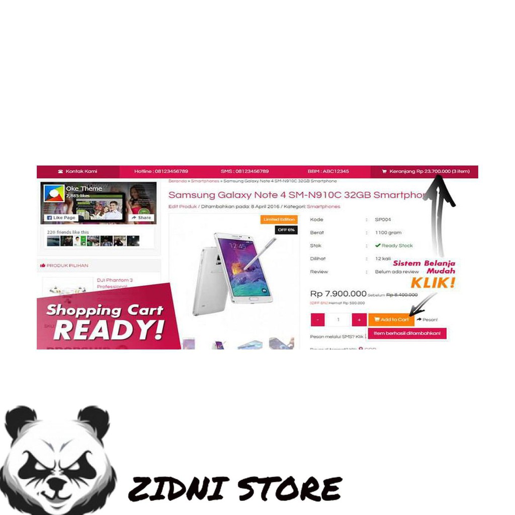 SOFTWARE APLIKASI SWA358 THEME TOKO ONLINE LAPAX