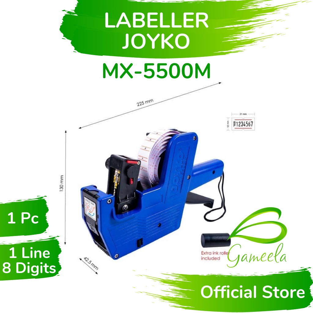 

Gameela Labeller Joyko Mx-5500M Mesin Tembak Labeler Alat Label Harga 1 Line Baris 8 Digit Digits