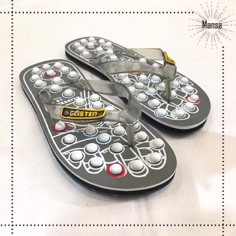 Sandal Kesehatan-Sandal Terapi-Sandal Rematik-Sandal Akupuntur-Sandal Reflexy Refleksi-Glisten Swiss-Abu-Abu 10/39-40