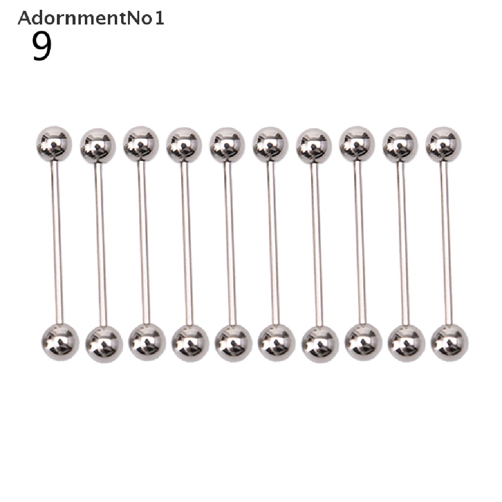 (AdornmentNo1) 10pcs / Set Anting Tindik Lidah / Puting Bentuk Barbel Bahan Stainless steel Untuk Wanita