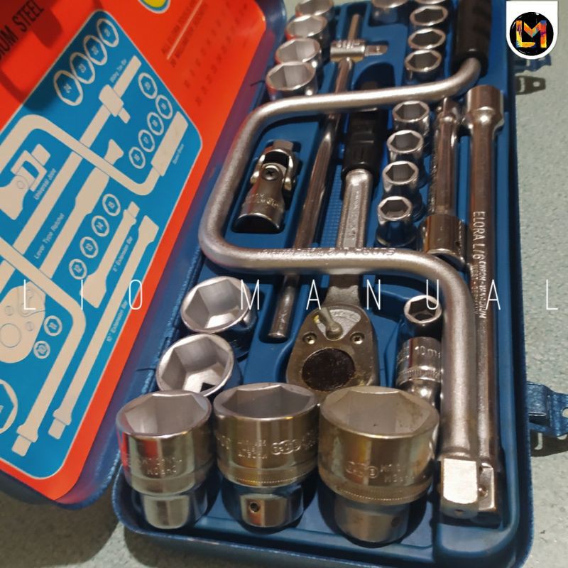ELORA SOCKET WRENCH set 26 PCS metrik type 1/2 inch kunci shock set 26 pcs ELORA GERMANY