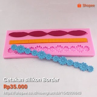 Cetakan Silikon Puding Coklat Border Bunga Kecil
