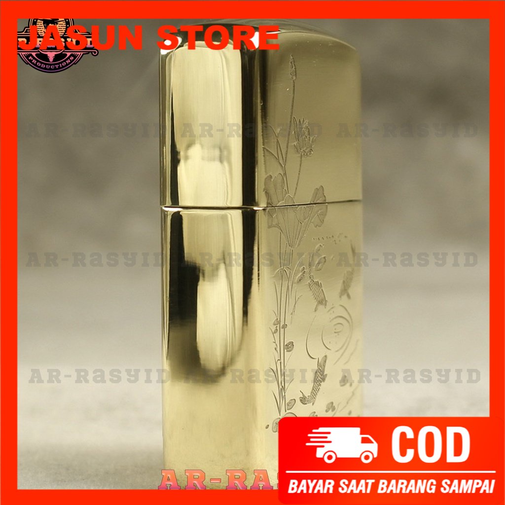 Korek Api Minyak Zippo Gold Ukir Motif Ikan Fish 168 3962-9