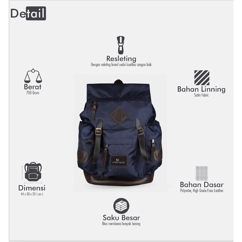 BRAIN STROM NAVY |ManNeedMe x URBAN| Tas Ransel Punggung Pria Wanita Backpack Kuliah / Kerja ORI