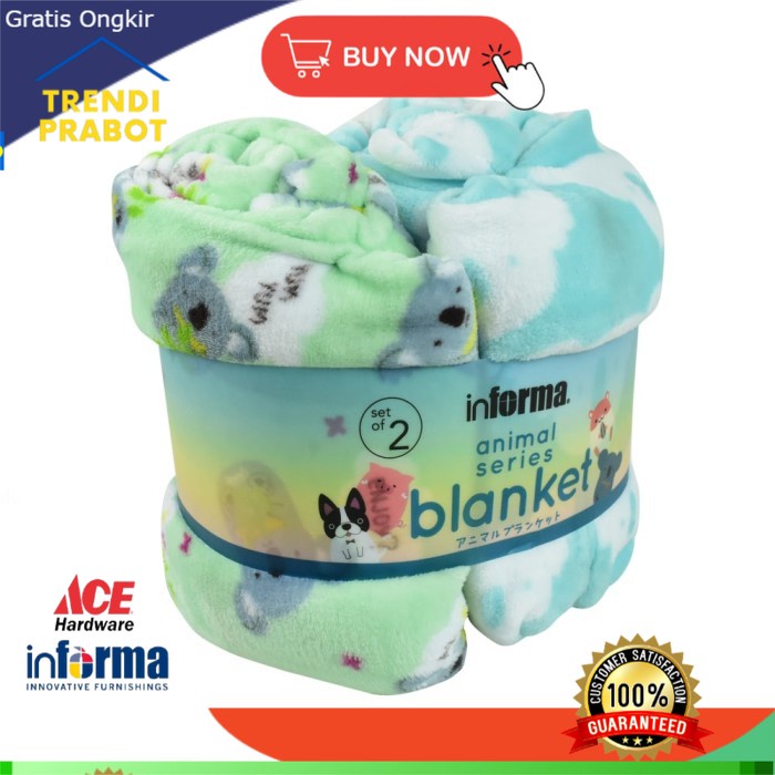 Selimut Hangat Informa Set INFORMA- SELIMUT - BLANKET KOALA SET OF 2 GREEN 125X152CM