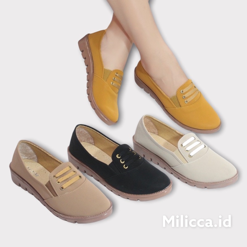 Milicca Sepatu Wanita Slip On Kekinian Kasual Wanita Terlaris Wafel