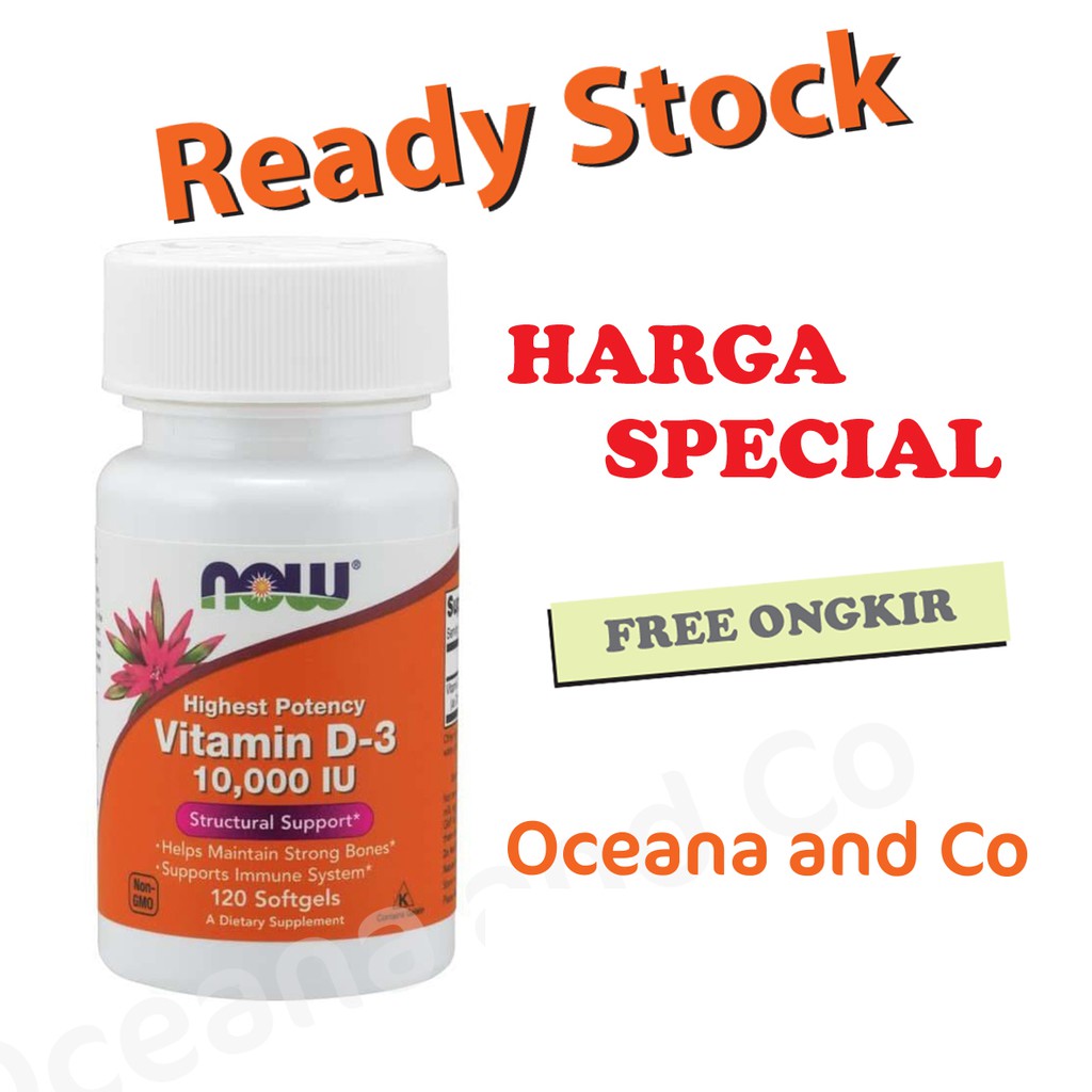 NOW FOODS VITAMIN D3 10.000 IU 120 SOFTGELS MURAH TERMURAH