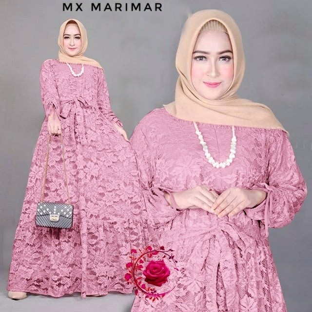 dress WNX - Maxi Marimar JUMBO 5XL XXXXXL/ Baju Gamis Wanita Brukat - Dusty wanita mewah cantik musl