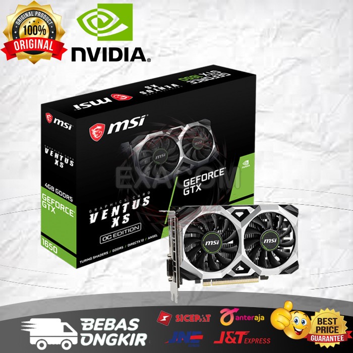 VGA MSI GTX 1650 Ventus XS OC 4GB GDDR5 - GTX 1650 DDR5