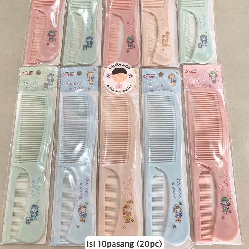 Sisir Besar Lucu 21cm Gambar Korea Kpop Warna Karakter isi 10pc Grosir