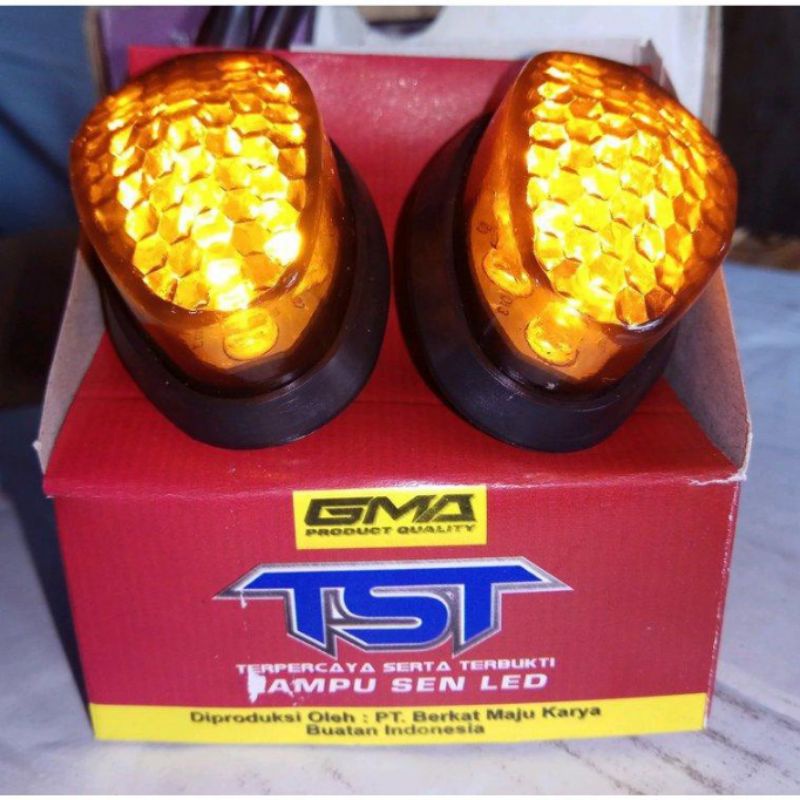 Sen Tempel Oval GMA TST Sein Fairing Nyala Lampu Sen Kuning &amp; Biru