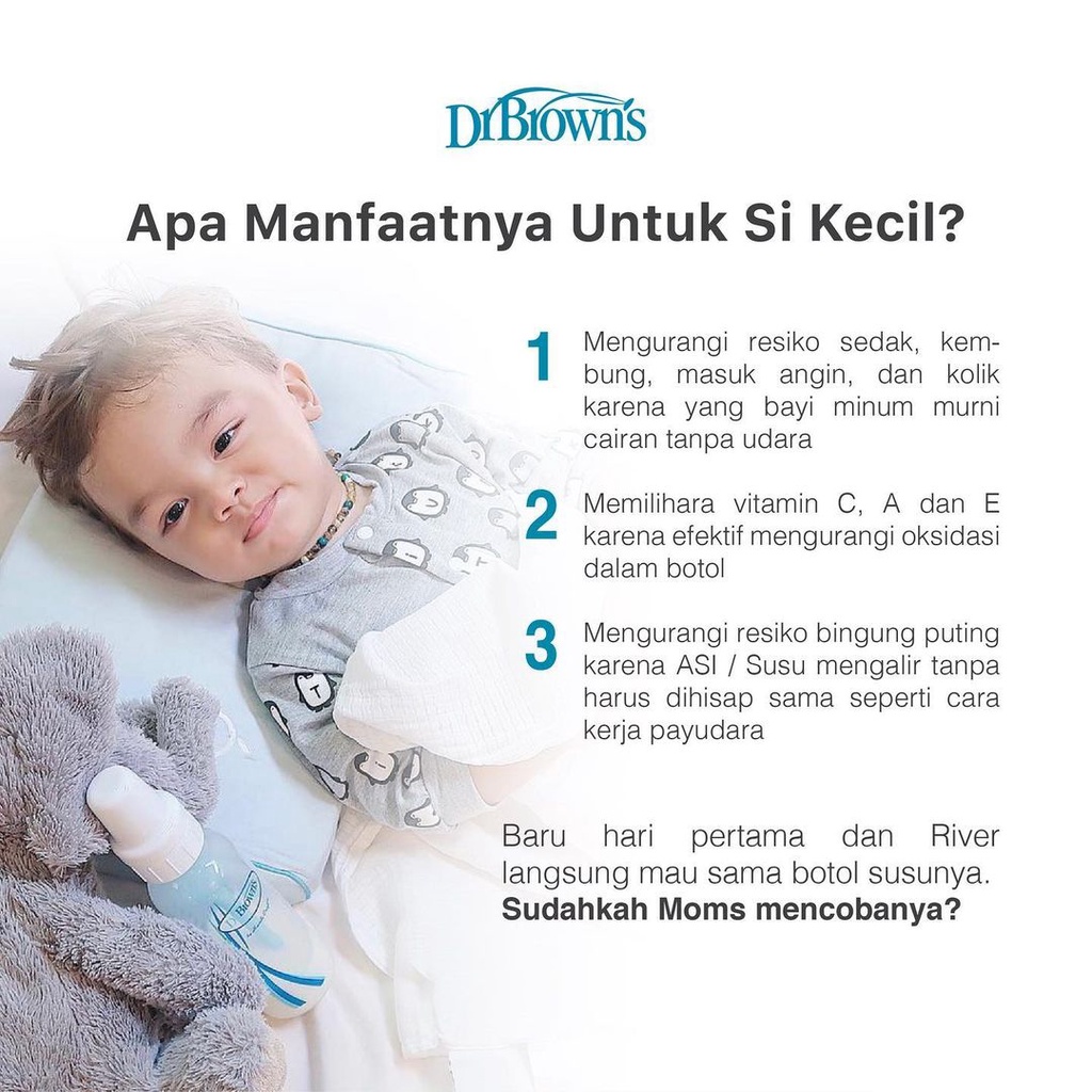 Dr Brown's Dr. Brown Browns Botol Susu Dot Bayi Perlengkapan Asi Menyusui Susu Formula Anti Kolik