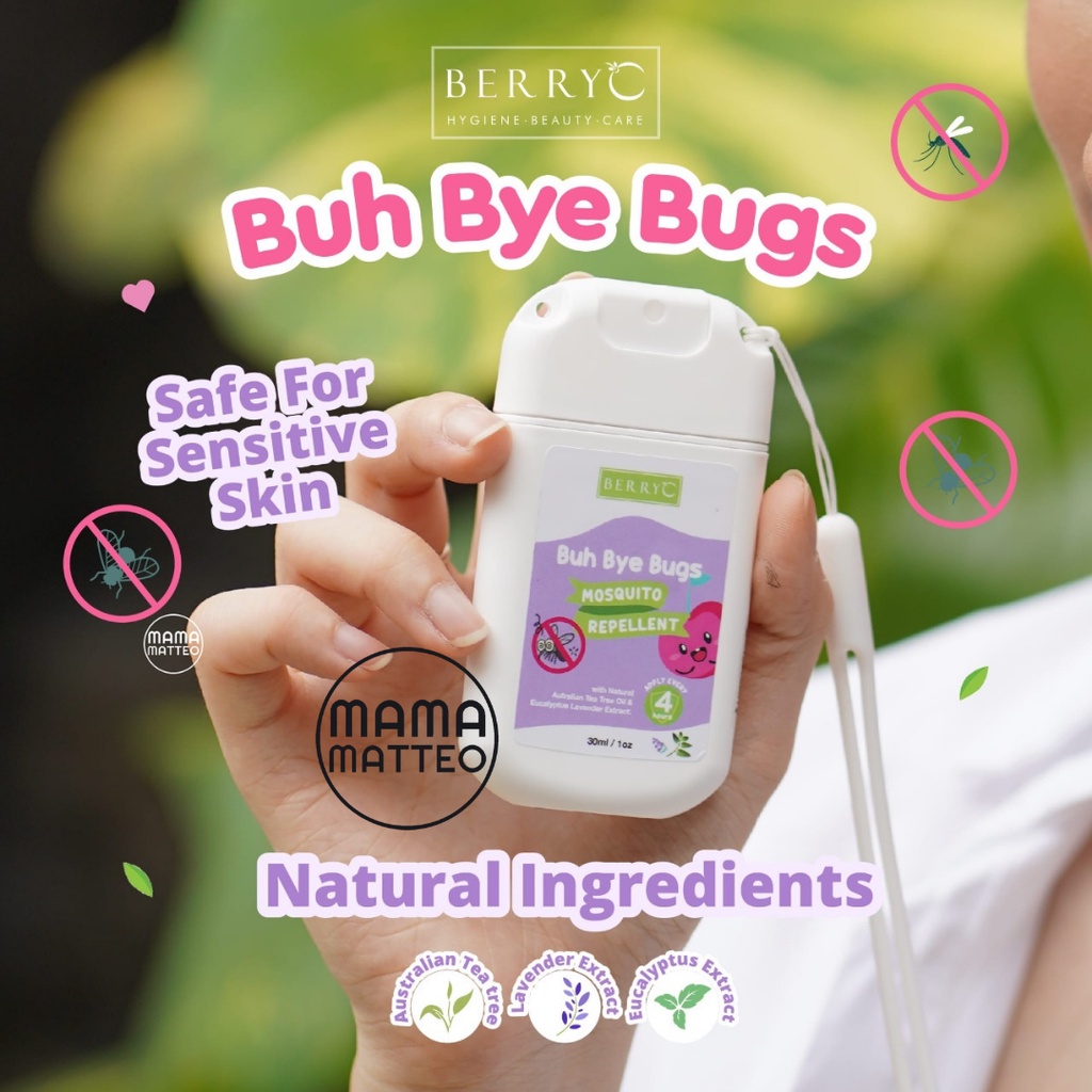 BerryC BUH BYE BUGS Mosquito Repellent dengan Antibacterial Spray 30ML / Pengusir / Anti Nyamuk Demam Berdarah untuk Anak dan Dewasa / BANDUNG