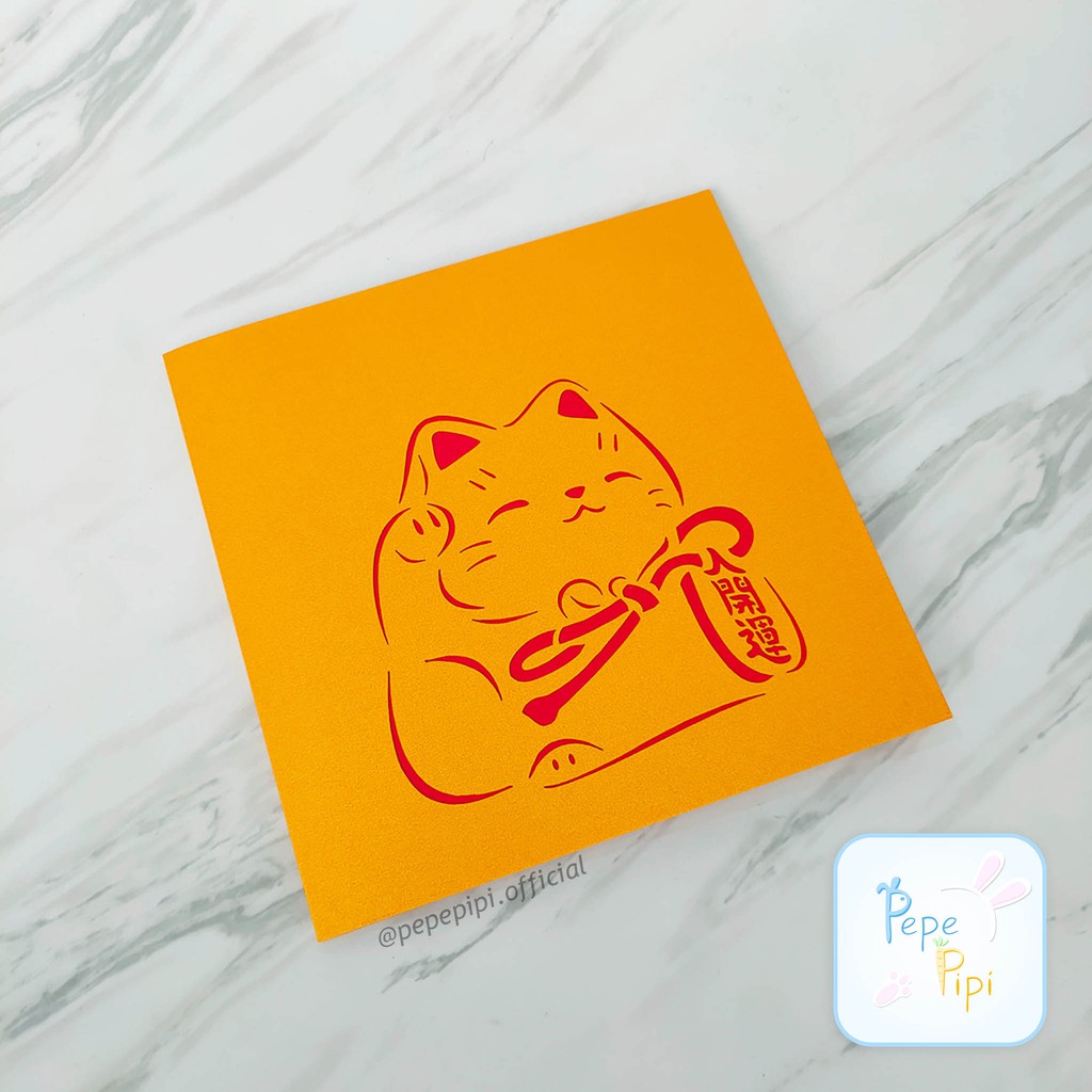 Pop Up Card Lucky Cat 3D Kucing Keberuntungan Kartu Ucapan Greetings Card