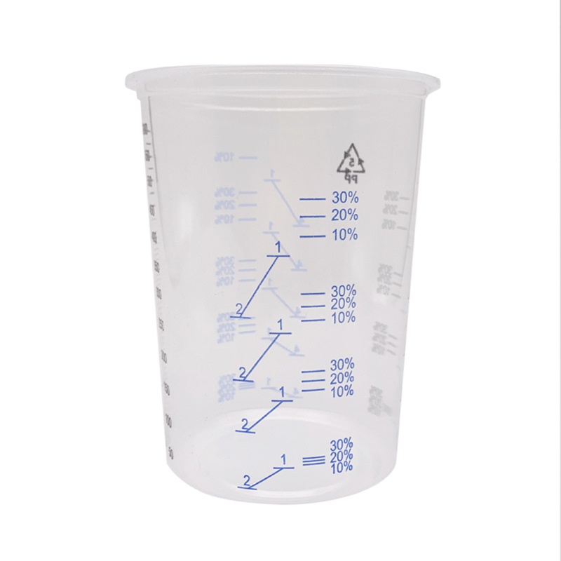 SIY  50Pcs Disposable Clear Graduated Plastic Mixing Cups for Paint UV Resin Epoxy 20 Oz 600ml Measuring Ratios 2-1 3-1 4-1