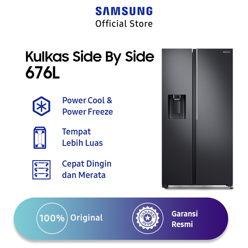 Samsung Kulkas Side By Side All Around Cooling 676l Rs64r5141b4 Shopee Indonesia