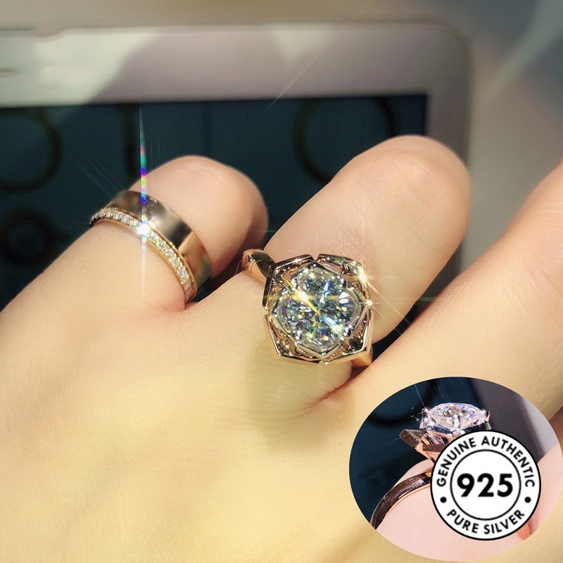 Cincin Model Terbuka Bahan Lapis Silver S925 Warna Rose Gold