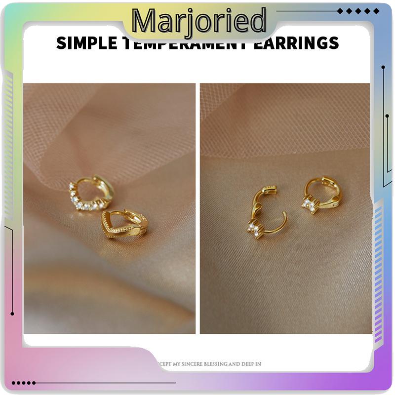 1 Pasang Anting Hoop Zirkon Mini Berlapis Emas 14K Anting Tindik Huggie Anting Tulang Rawan-MJD