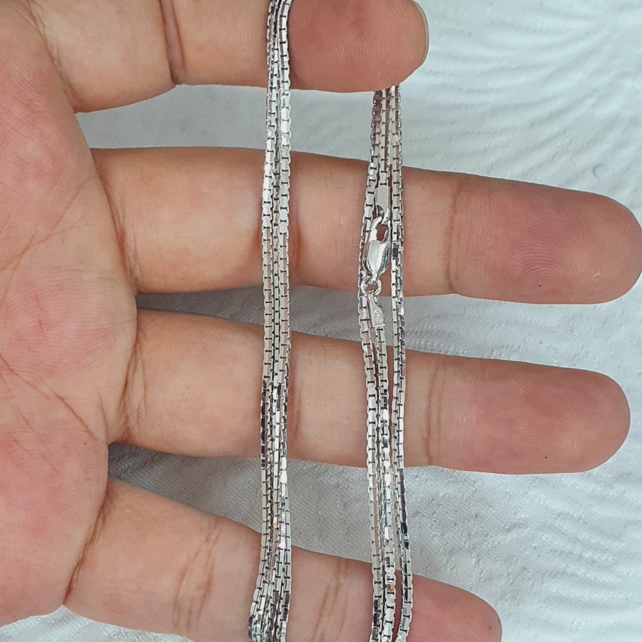 Kalung italy santa panjang putih polos emas 75% 750 75 % 17k 12 gr an