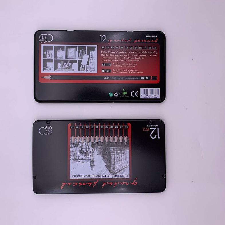 

[KODE JS7] isi 12 pcs Pensil gambar sketsa set lengkap 2H H F B HB 2B 3B 4B 5B 6B 7B 8B Charcoal Pencils Set