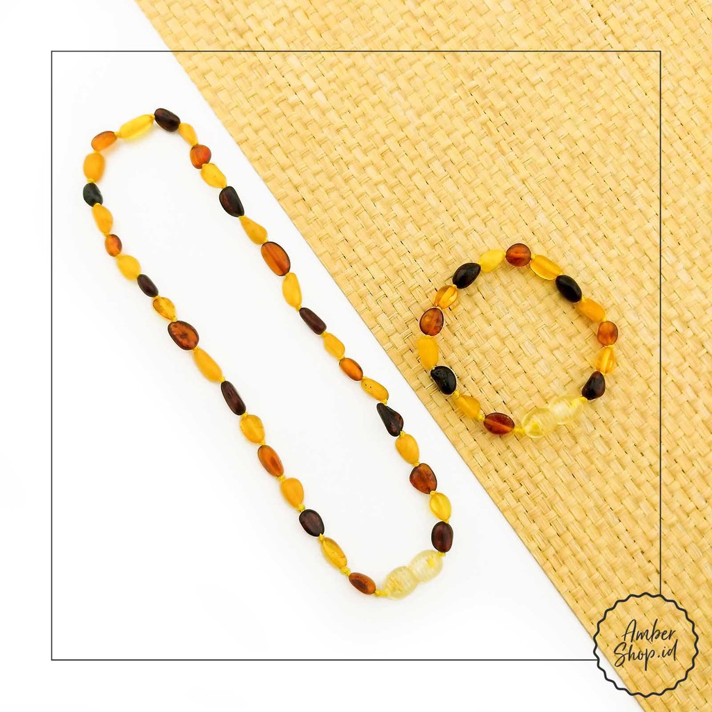 AS40 Kalung amber &amp; Gelang amber pereda nyeri tumbuh gigi bayi - Amber Shop