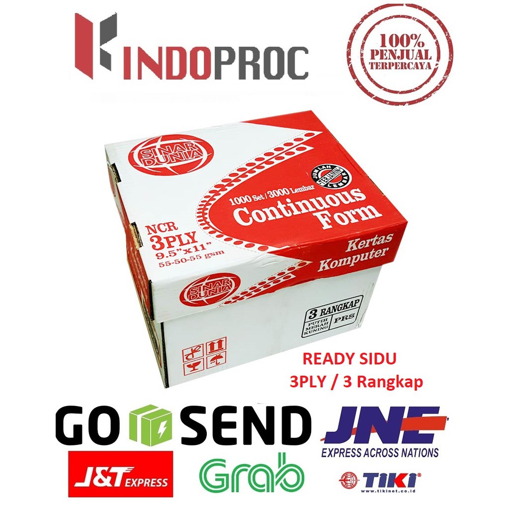 Sinar Dunia Continuous Form NCR 3 PLY 9.5 x 11 Inch per BOX, BUKAN PRS