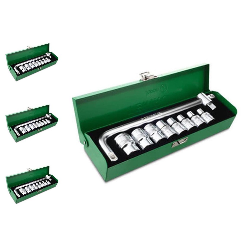 tekiro 10 pcs   6pt   box besi kunci sok 1/2" set