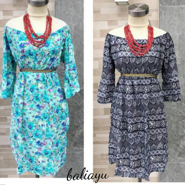 Dress sabrina pendek
