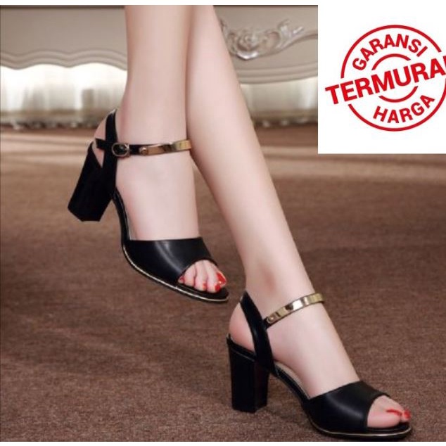 Sale Heels Wanita Import Ykshoes 1418 Heels 12Cm Strappy Tali 7000AR Big Heels Tahu Victoria Putih