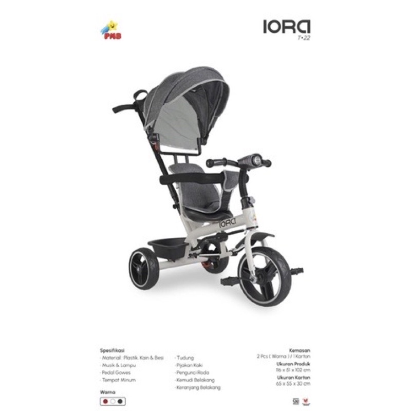 Sepeda Anak Kanopi PMB Iora T 22 T-22 Sepeda stroller