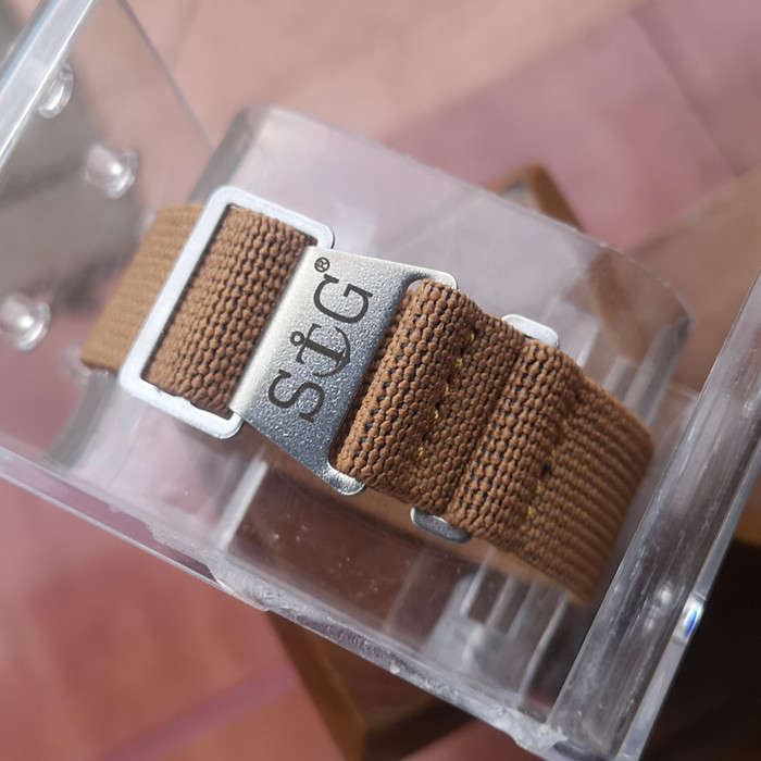 StrapGuy MN Style 22mm Tan Strap Stainless Hardware