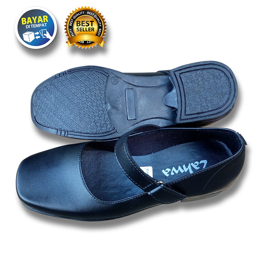 PROMO 4.4 MEGA SALE !! SEPATU PASKIBRA CEWEK SEKOLAH HITAM POLOS LED / SAKIPO