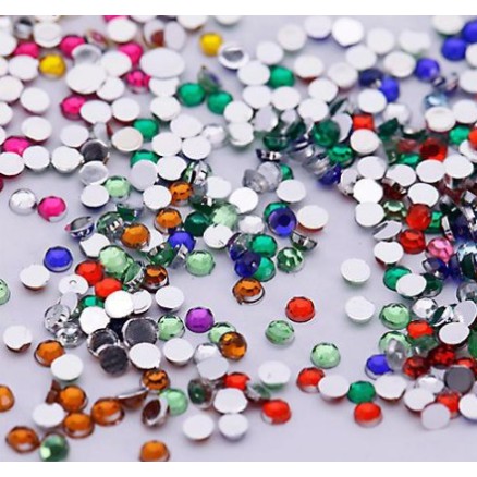 12 Warna 500 Pcs 2mm Tips Rhinestones Wheel Nail Art Decor