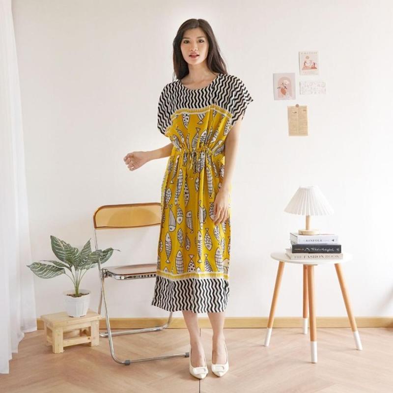 Daster Remaja Karakter Kekinian Busui Bumil Katun Jepang Lengan Pendek Termurah Daster Serut Fish/Ba