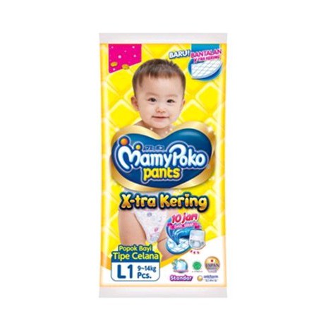 MamyPoko Mamy Poko L1 Standar Pants Extra Kering isi 10 pcs - 10 Sachet - Pampers Terbatas