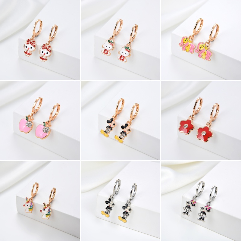 anting titanium anak emas asli muda wanita korea anti karat karat panjang selamanya korea dewasa bunga style korean style tusuk 10-110e