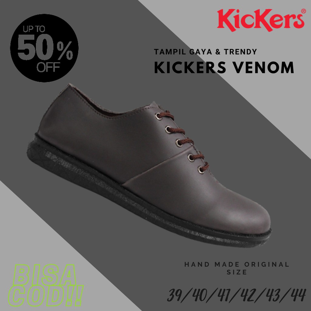 BIG PROMO!! Sepatu Pantofel Pria Kickers Venom Coklat Formal Kasual Bertali Kerja Kondangan