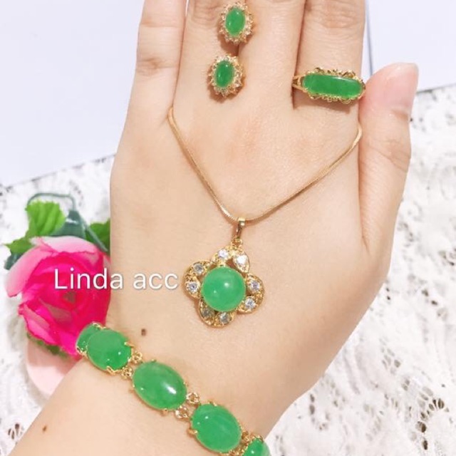 set permata giok batu giok asli xuping 88