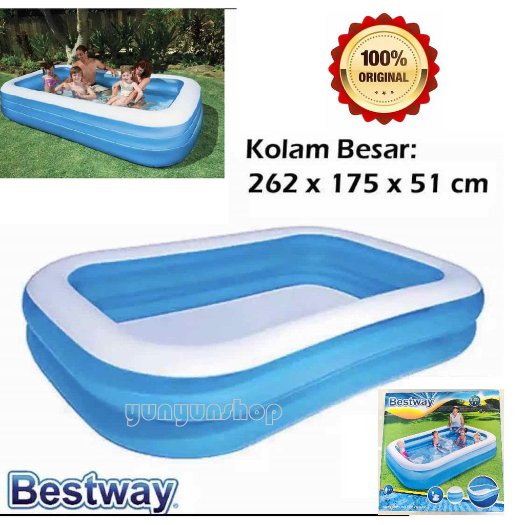 Bestway 54006 Kolam Renang Anak dan Keluarga Ukuran Besar 262 x 175 x 51 cm - Biru