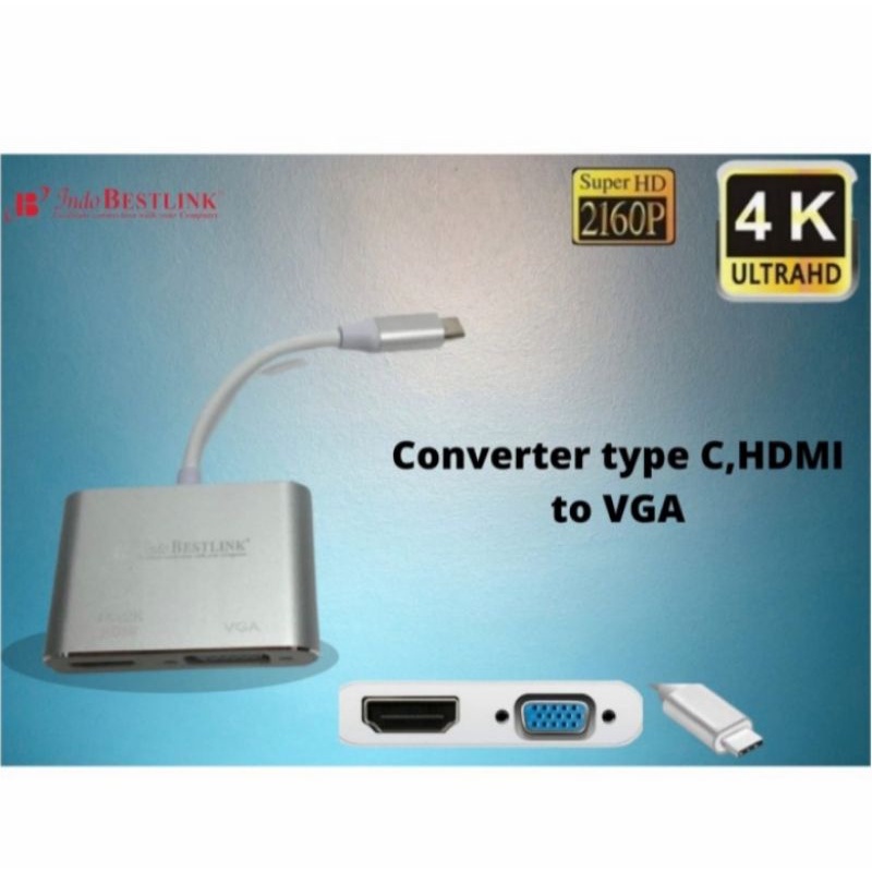 Converter Type C To Hdmi Vga 2in1 / converter type c to hdmi vga / typec to hdmi vga/ type c 2 in 1