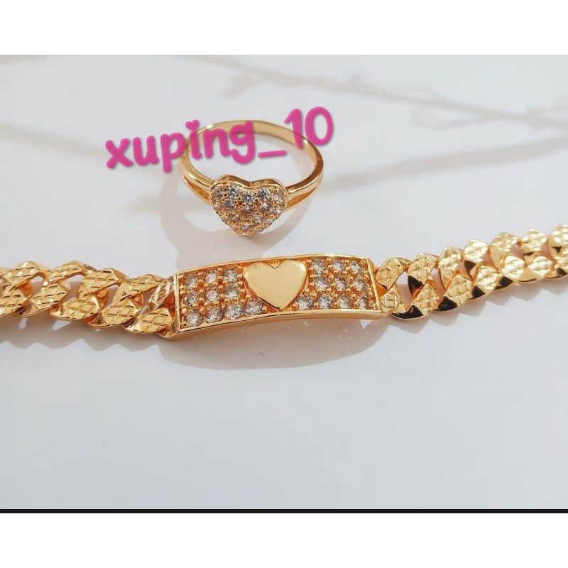 Gelang Tangan + Cincin Wanita Dewasa Perhiasan Xuping Gold Terlaris