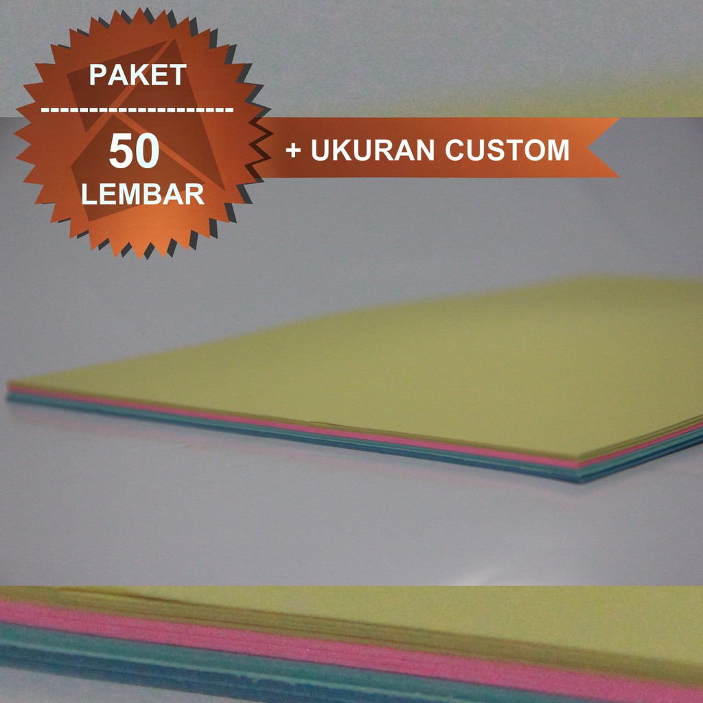 

KERTAS BC / MANILA WARNA CERAH F4 dan A4 PAKET 50 LEMBAR + UKURAN CUSTOM