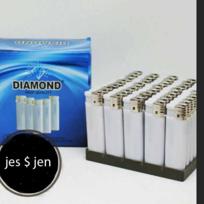 Korek Gas Magnet Putih Polos Diamond 50pcs